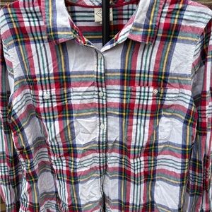 St. John's Bay Red, Blue, Green Plaid Button-Down Shirt